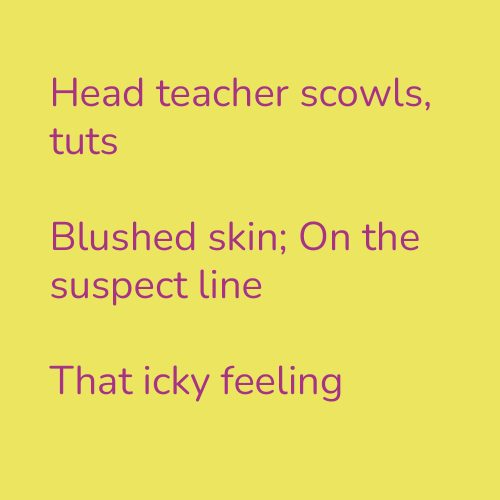 Head teacher scowls, tuts