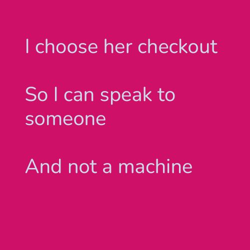 I choose her checkout